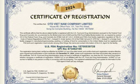 Hito Việt Nam đạt chứng nhận FDA Hoa Kỳ