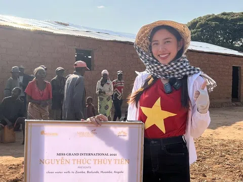 Hoa hậu Thùy Tiên tặng người dân châu Phi giếng nước sạch